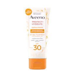 Pack shot of Aveeno® Protect + Hydrate Sunscreen Body Lotion Broad Spectrum SPF 30, 3 fl oz