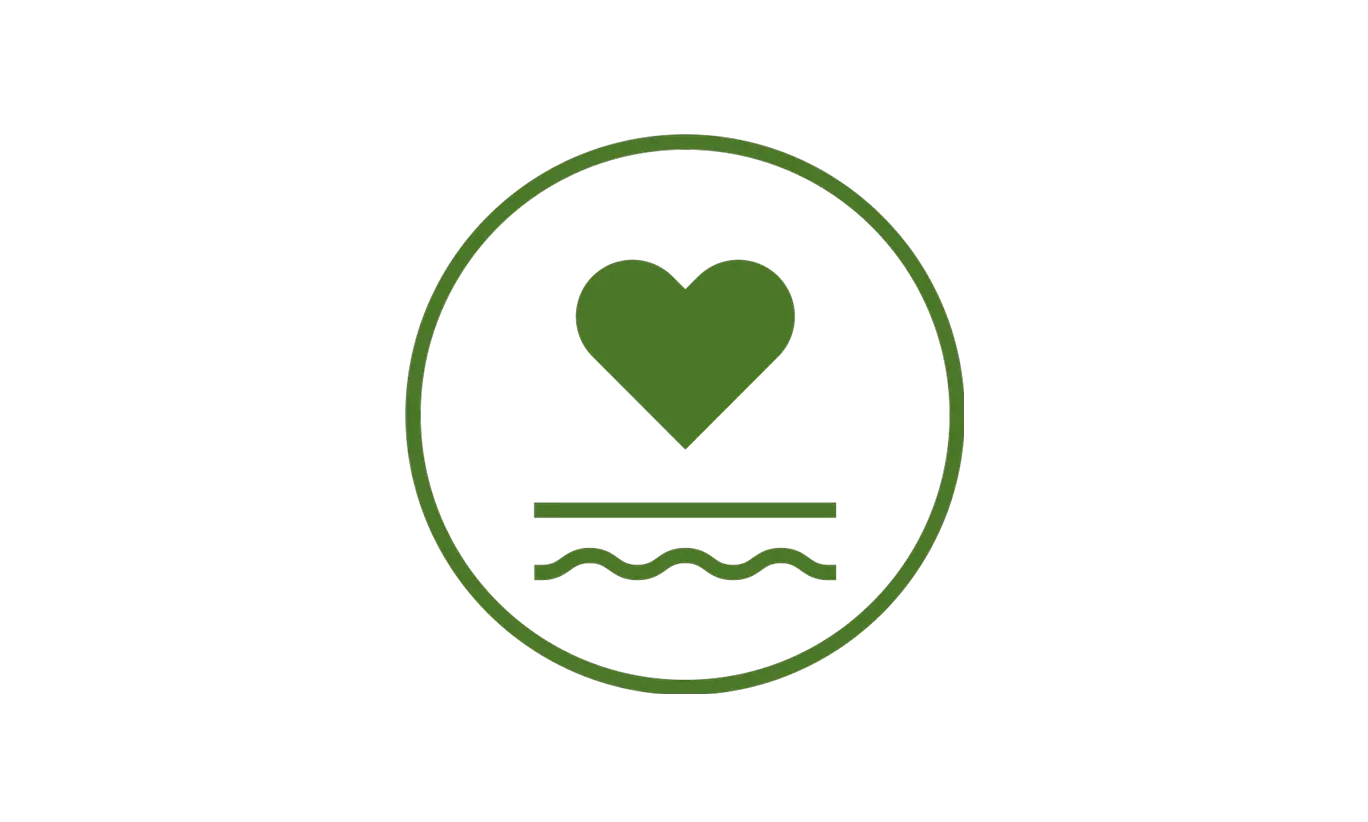 Icon of a heart over water symbolizing Aveeno's nourishing moisturizing benefits.