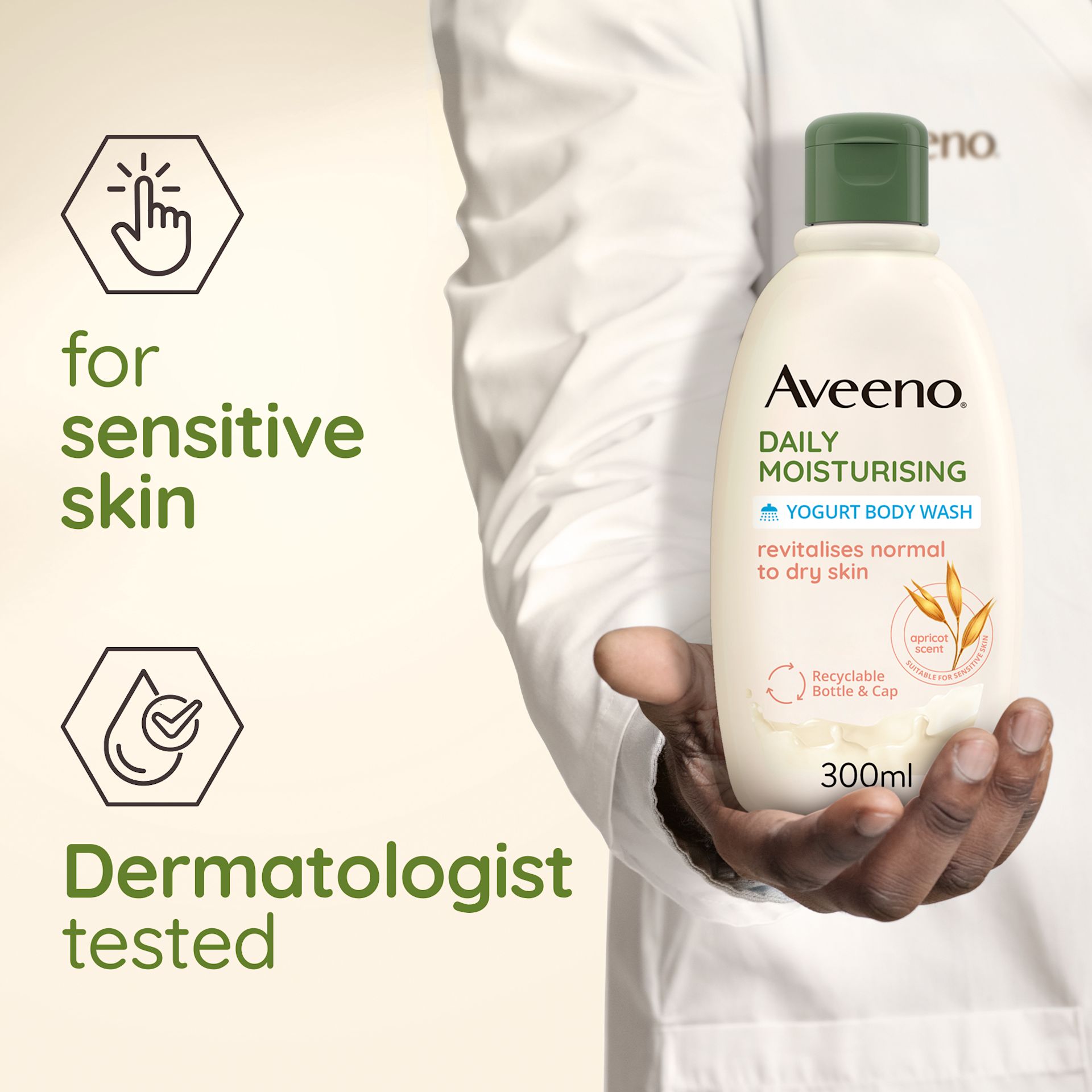 AVEENO DAILY MOISTURISING YOGURT BODY WASH, APRICOT & HONEY SCENT - Image 4 - Aveeno - en-IE