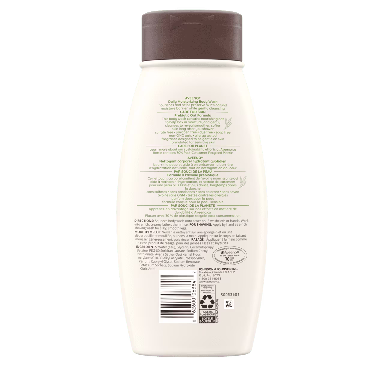 AVEENO® DAILY MOISTURIZING BODY WASH - Image 3 - Aveeno - en-CA AVEENO® Daily Moisturizing Body Wash, 532ml, back label