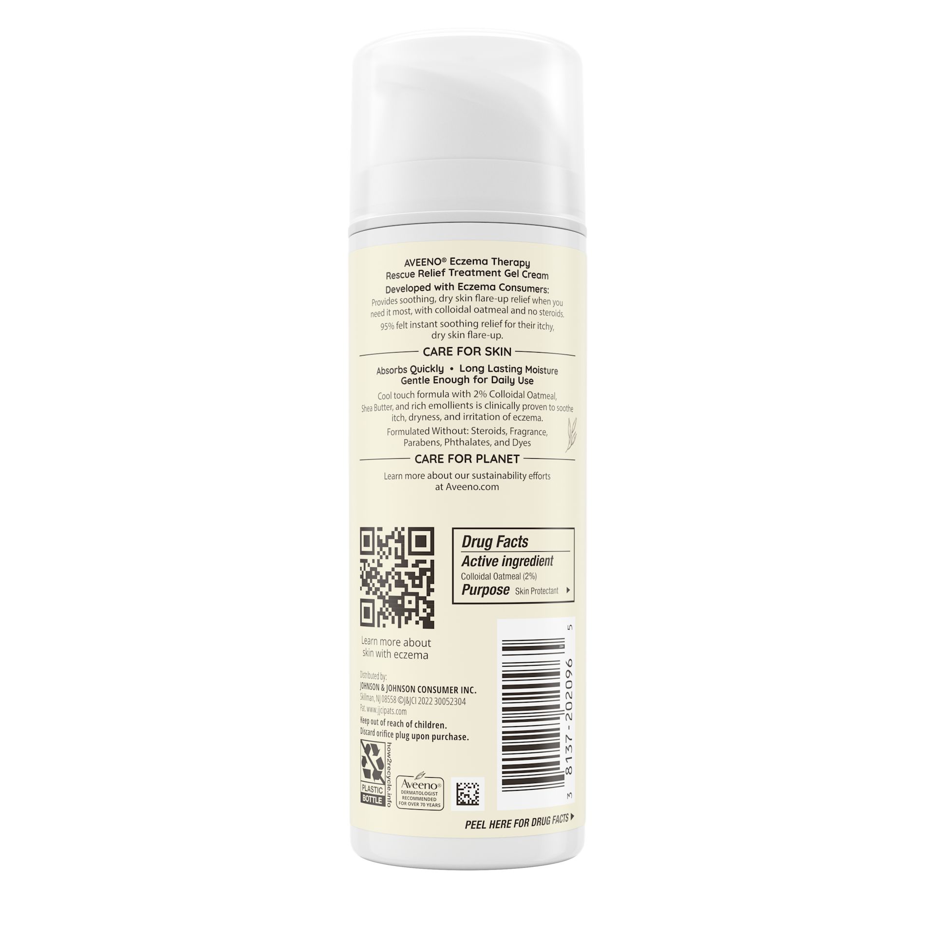  Back Pack shot of Aveeno® Eczema Therapy Rescue Relief Treatment Gel Cream