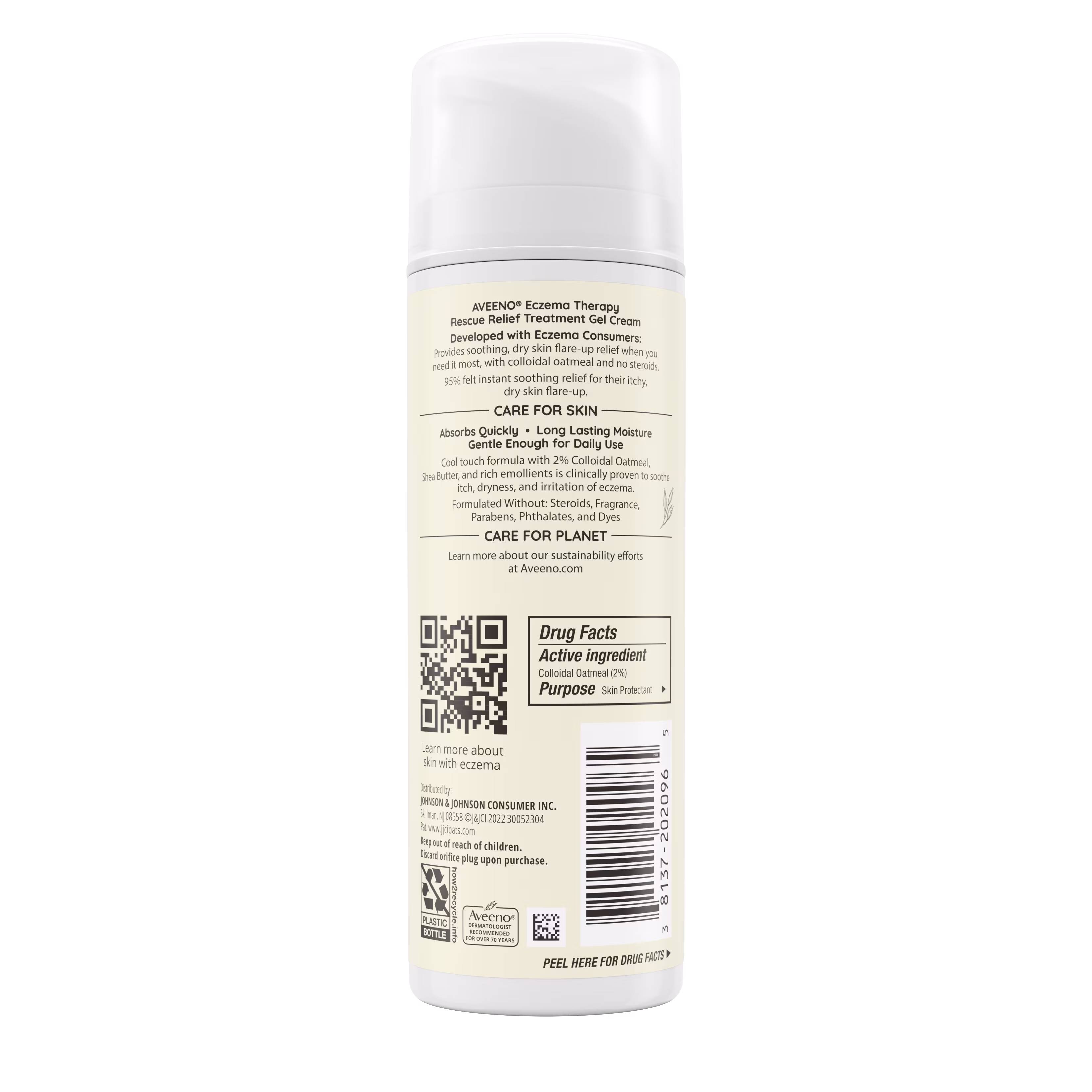  Back Pack shot of Aveeno® Eczema Therapy Rescue Relief Treatment Gel Cream
