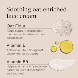Soothing oat enriched face cream with oat flour, vitamin E and Vitamin B5