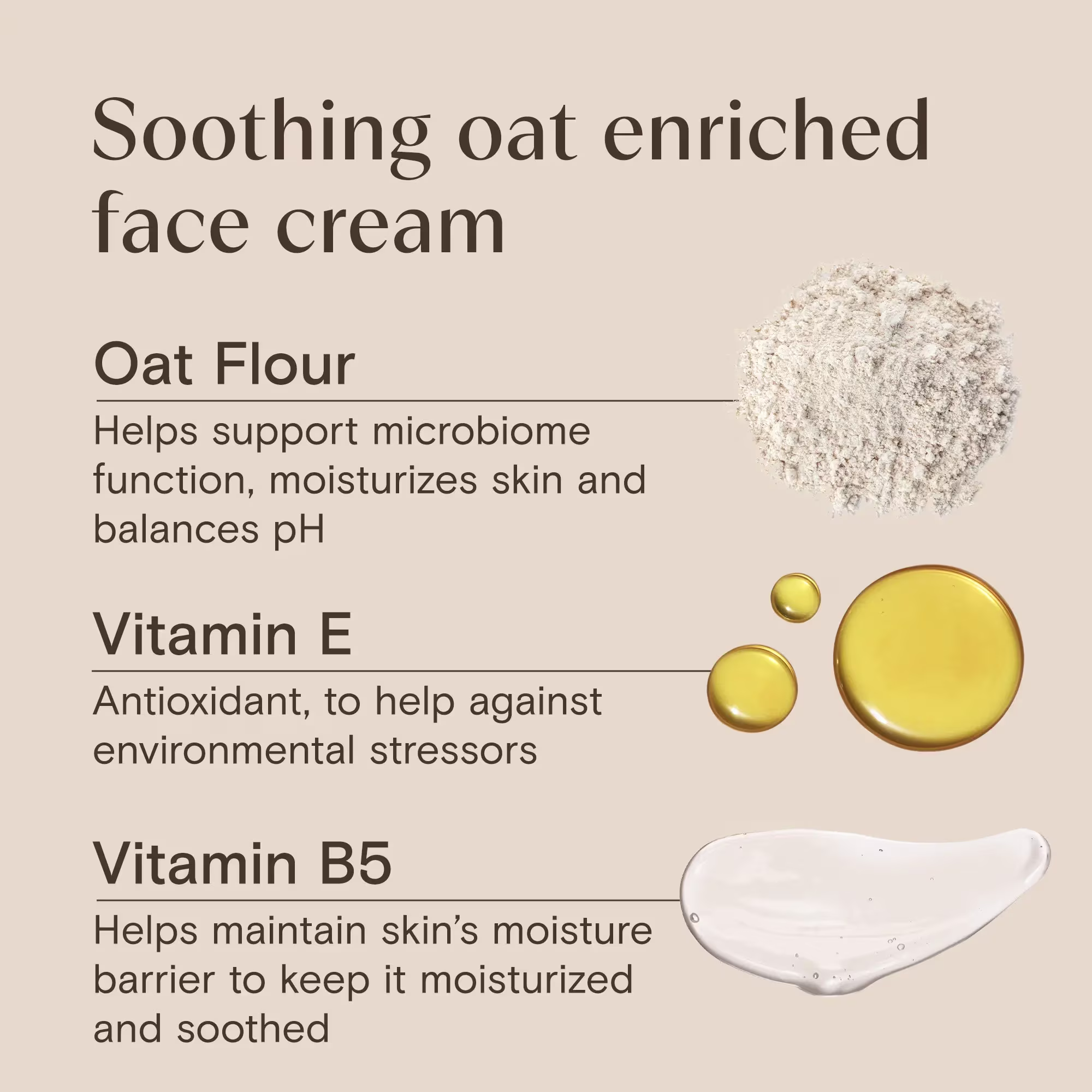 Soothing oat enriched face cream with oat flour, vitamin E and Vitamin B5