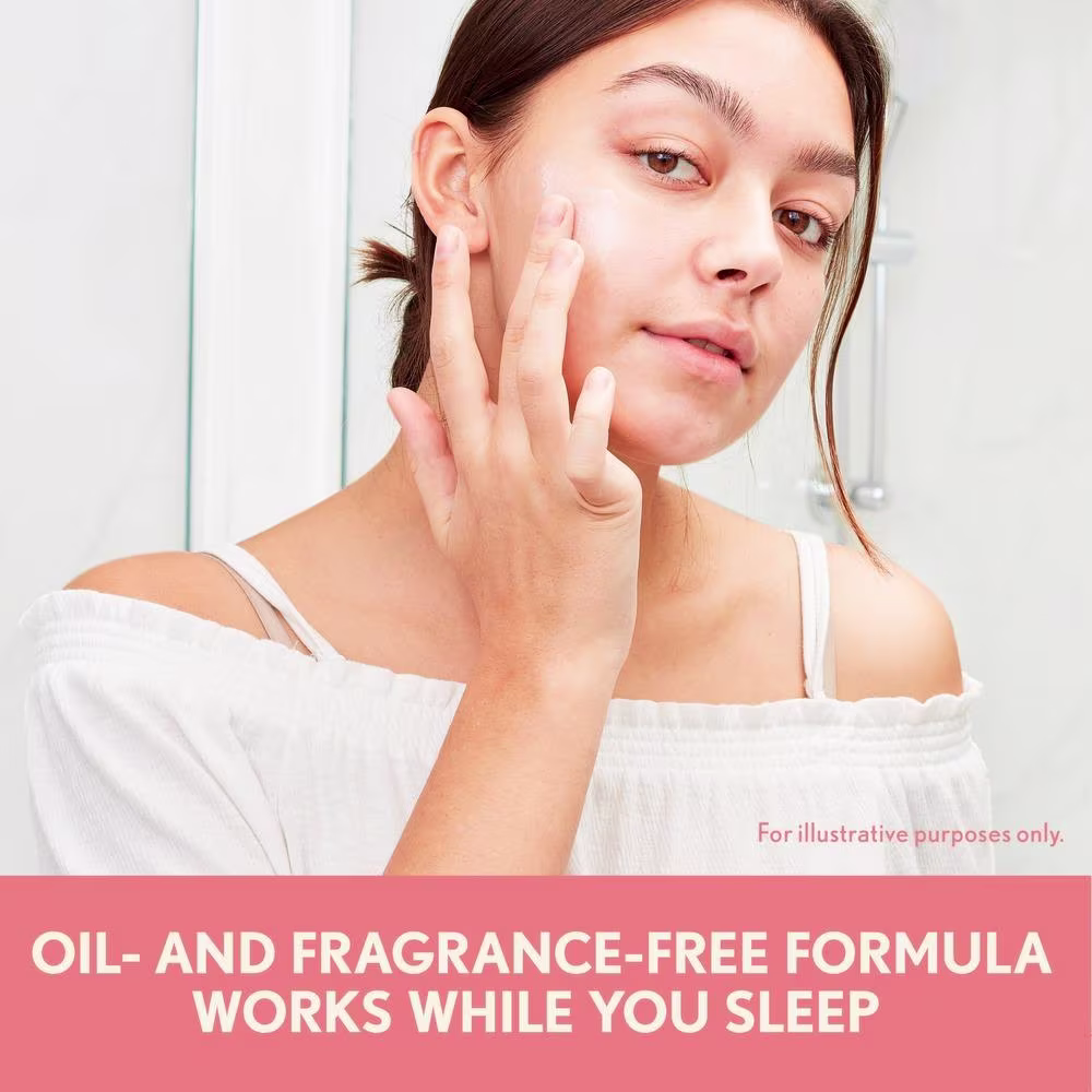 Oil and fragrance- free formula works while you sleep, for illustrative purposes only