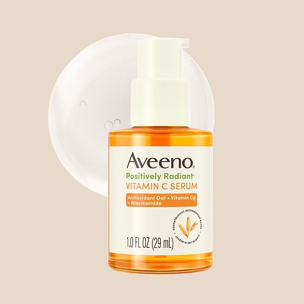 Bottle and texture of Aveeno® Positively Radiant® Vitamin C Serum 1oz