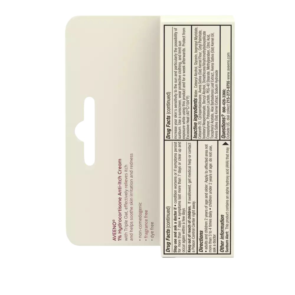 Aveeno Maximum Strength 1% Hydrocortisone Anti-Itch Cream Back