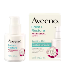 Front pack shot of Aveeno® Calm + Restore® Age Renewal Serum for Sensitive Skin