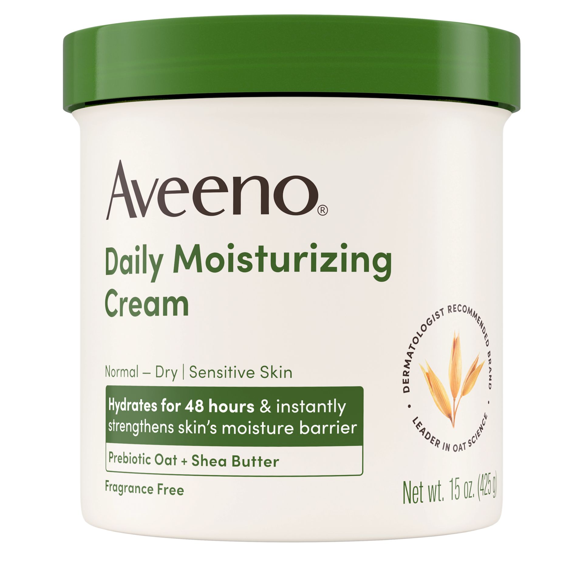  Front pack shot Aveeno® Daily Moisturizing Cream for Normal to Dry, Sensitive Skin 15oz