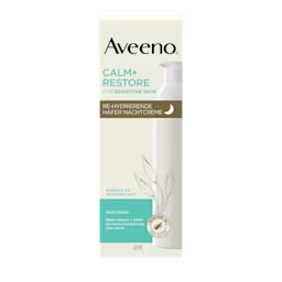 Aveeno C+R Re-Hydrating Night Cream 50 ml carton Aveeno® Calm + Restore™ Re-Hydrierende Hafer Nachtcreme – Verpackung Vorderseite