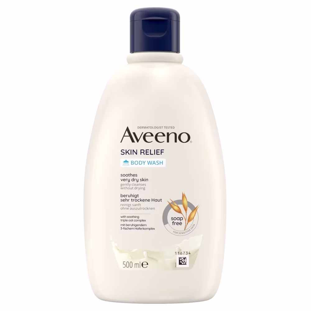 Aveeno®  Skin Relief Hydratační sprchový gel, bez parfemace,   zklidňuje  velmi suchou pokožku
