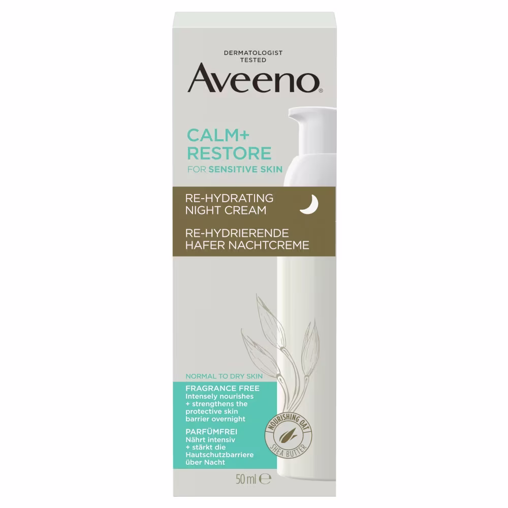 Aveeno® Calm + Restore™ Przywracający Nawilżenie Krem Na Noc – zdjęcie opakowania z przodu