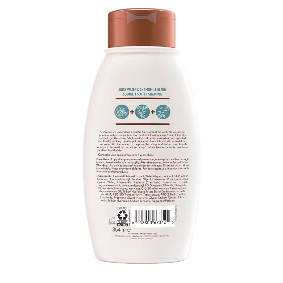 Rosewater & Chamomile Blend Soothe and Soften Shampoo - Image 1 - Aveeno - en-US