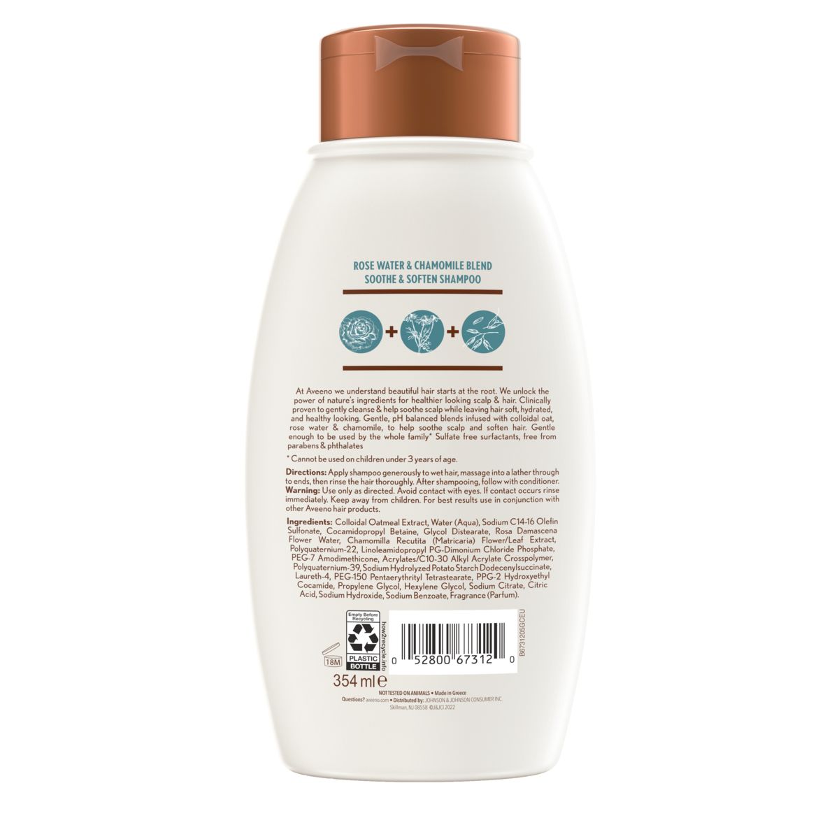 Rosewater & Chamomile Blend Soothe and Soften Shampoo - Image 1 - Aveeno - en-US