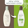 Old and new packaging of AVEENO® Positively Radiant Toner, 200 mL bottles, with text 'new look'