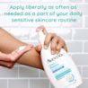 Aveeno® Calm + Restore Gel Moisturizer with text apply as part of a daily sensitive skincare routine