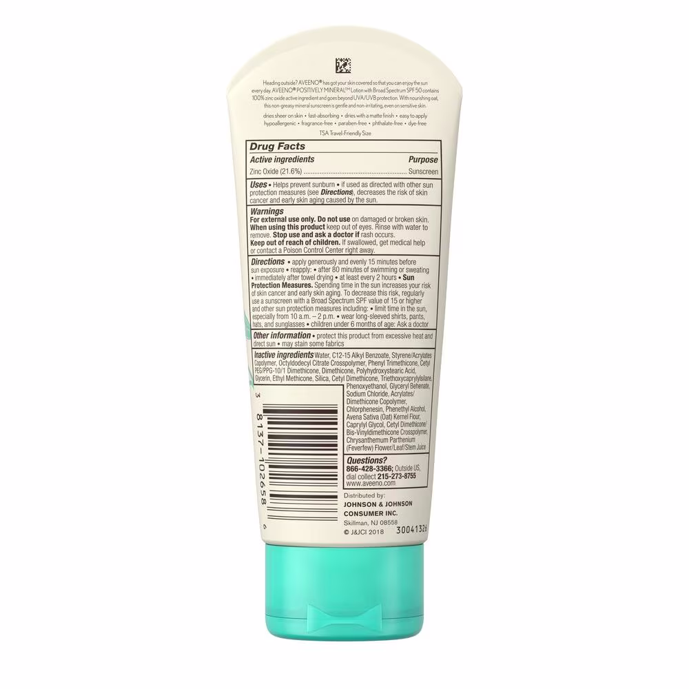 AVEENO® POSITIVELY MINERAL™  Sensitive Skin Sunscreen SPF 50