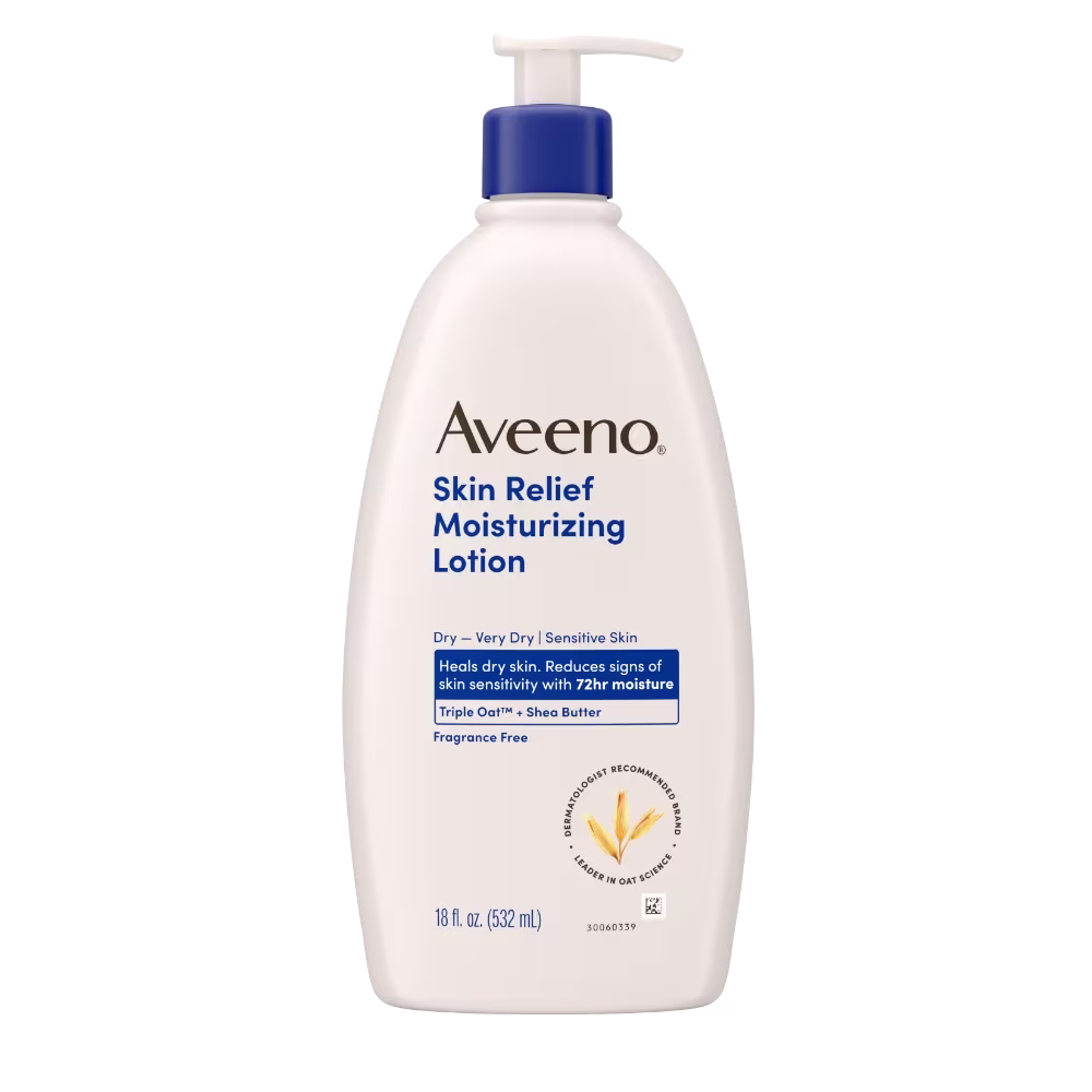 Front pack shot of Aveeno® Skin Relief Moisturizing Lotion for Very Dry Skin 18oz