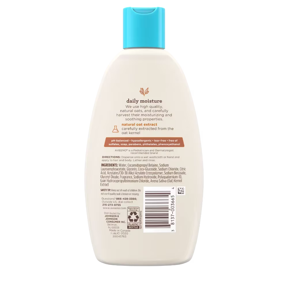 Baby DM wash shampoo 8oz - b Back Pack shot of Baby Daily Moisture Wash & Shampoo 8oz