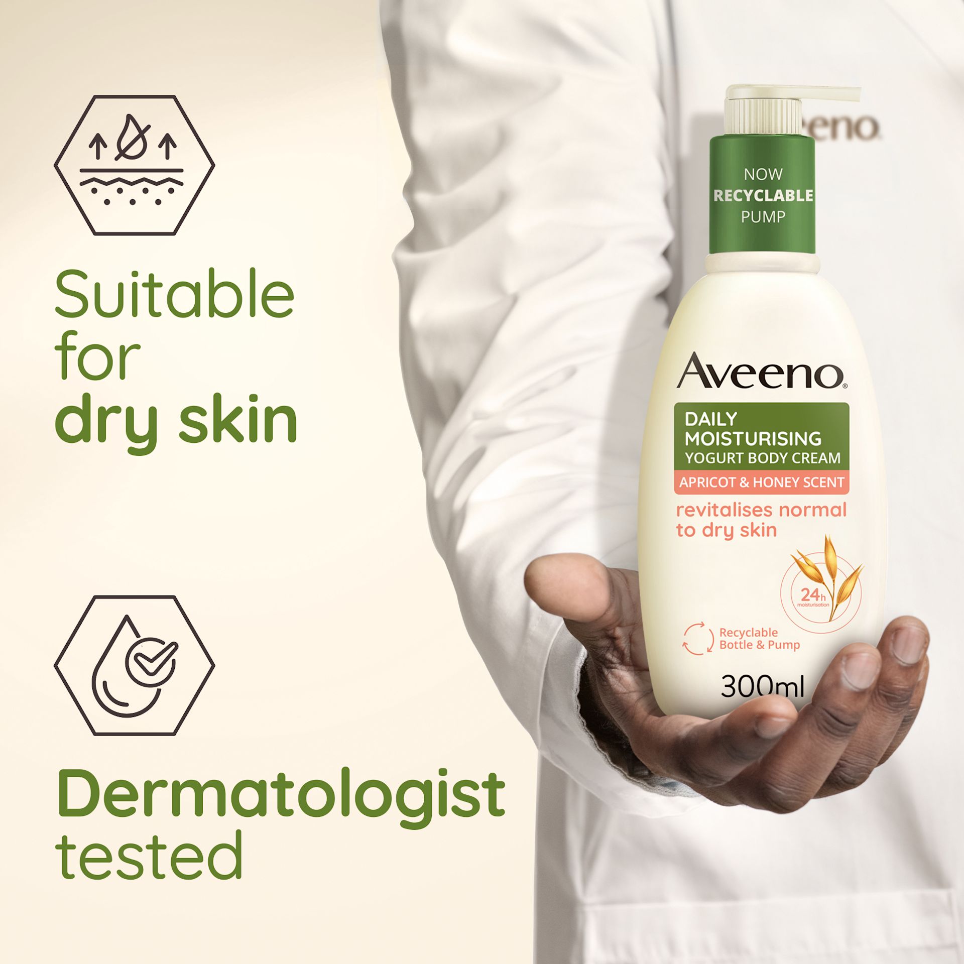 Aveeno Daily Moisturising Yogurt Body Cream Apricot & Honey Scent - Image 4 - Aveeno - en-IE