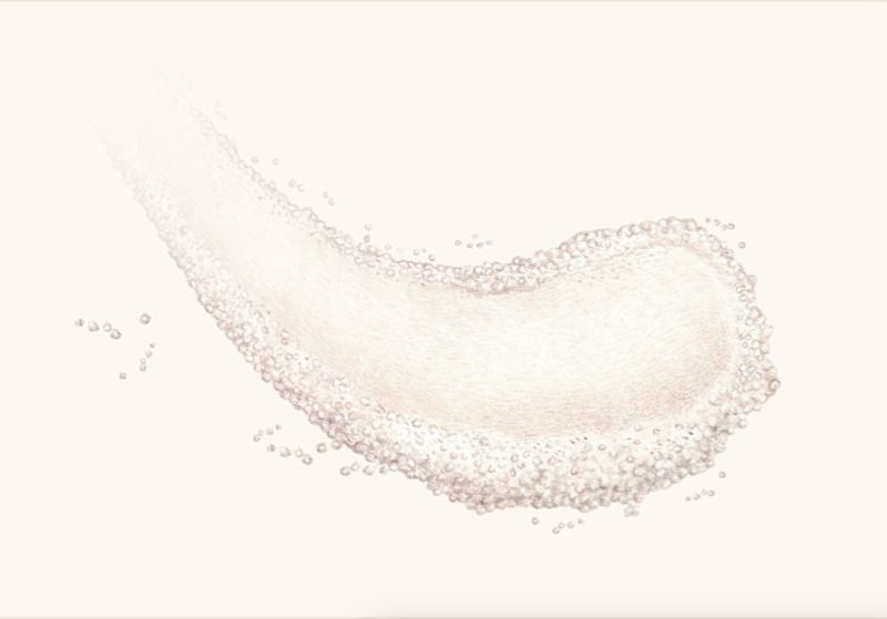 A swatch showing the powdery texture of Zinc Oxide on a surface