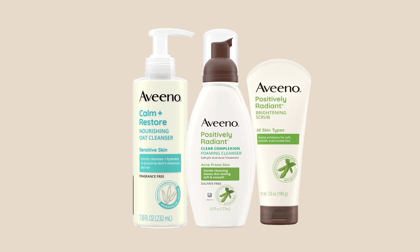 Aveeno® Facial Cleansers Products Lineup - Calm + Restore and Positively Radiant