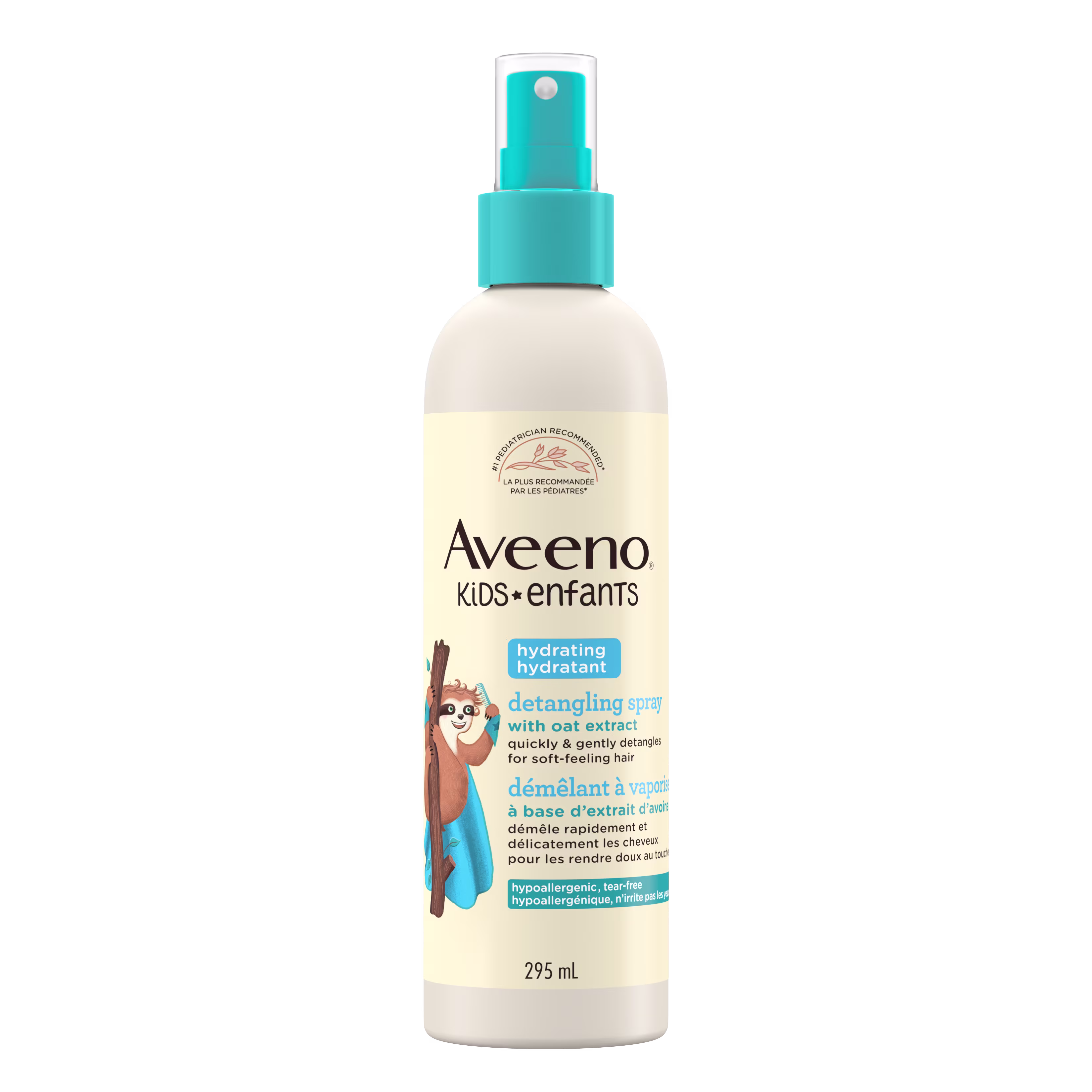 Front shot of AVEENO® Kids Hydrating Detangling Spray Bottle, 295 mL