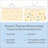 Graphic showing and explaining how Aveeno® Eczema Therapy Moisturizing Cream locks in moisture