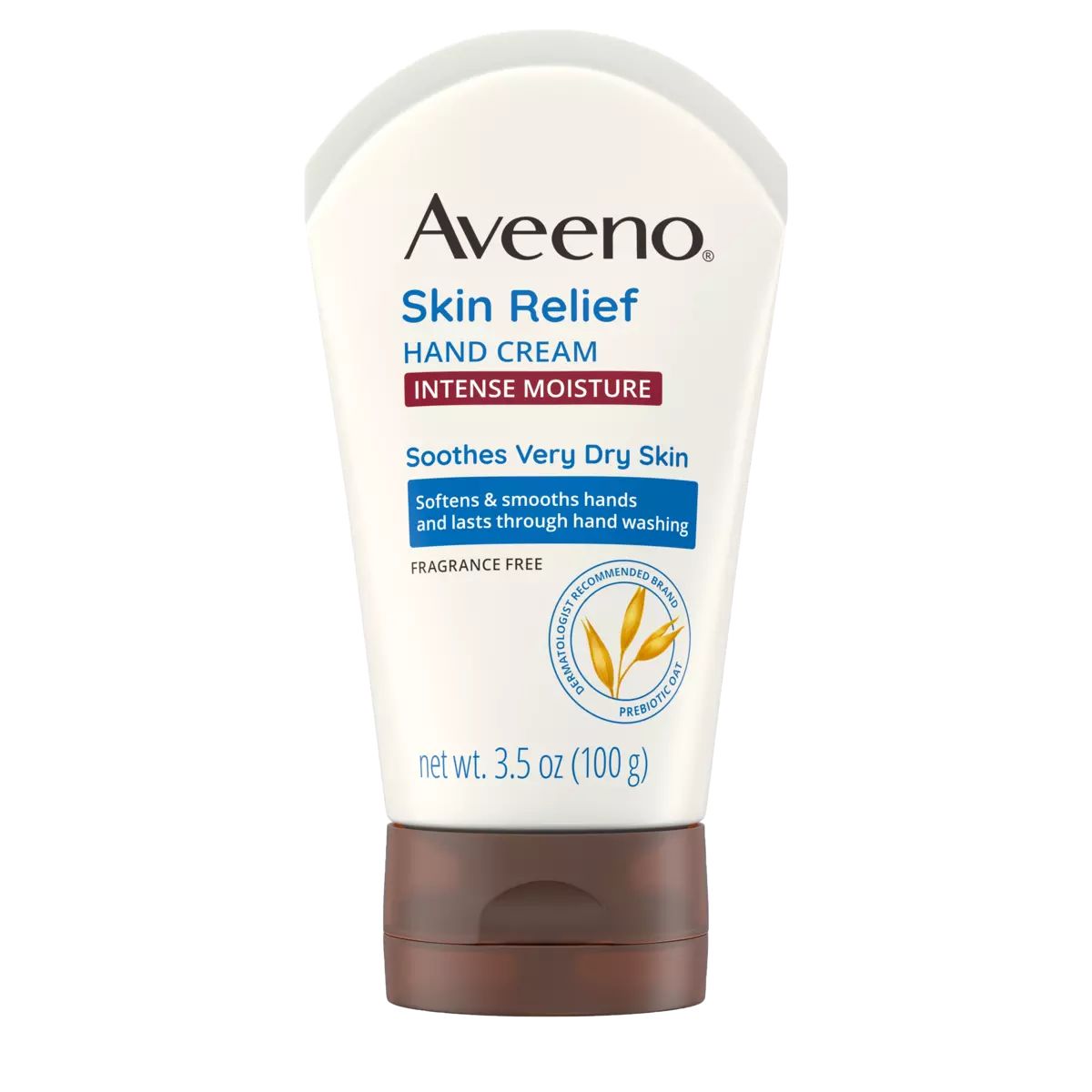 Pack shot of Aveeno® Skin Relief Intense Moisture Hand Cream with Prebiotic Oat, 3.5 oz