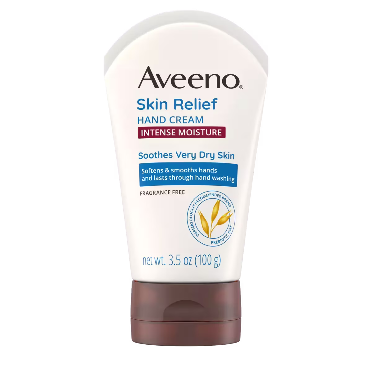 Pack shot of Aveeno® Skin Relief Intense Moisture Hand Cream with Prebiotic Oat, 3.5 oz