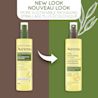 Old and new packaging of AVEENO® Daily Moisturizing Oil Mist, spray bottle, 200 mL, with text 'new look'