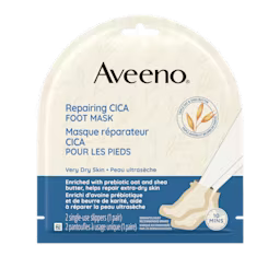 Panneau avant de l'emballage du masque réparateur CICA pour les pieds AVEENO®