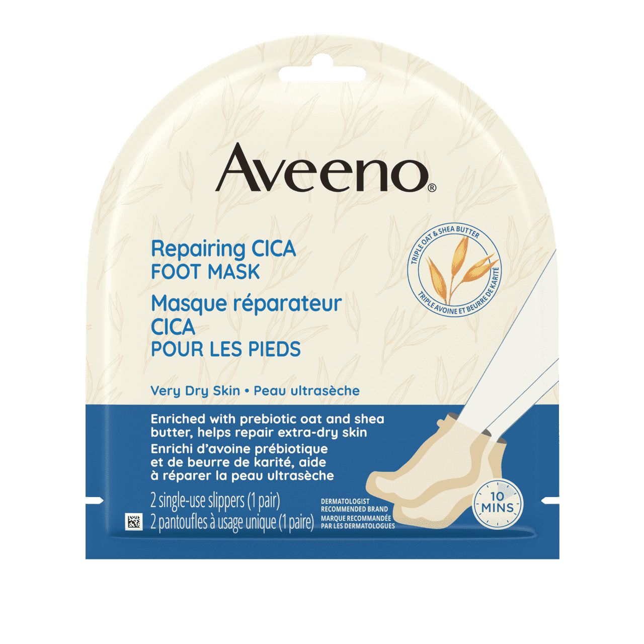 Front Shot of AVEENO® Repairing CICA Foot Mask
