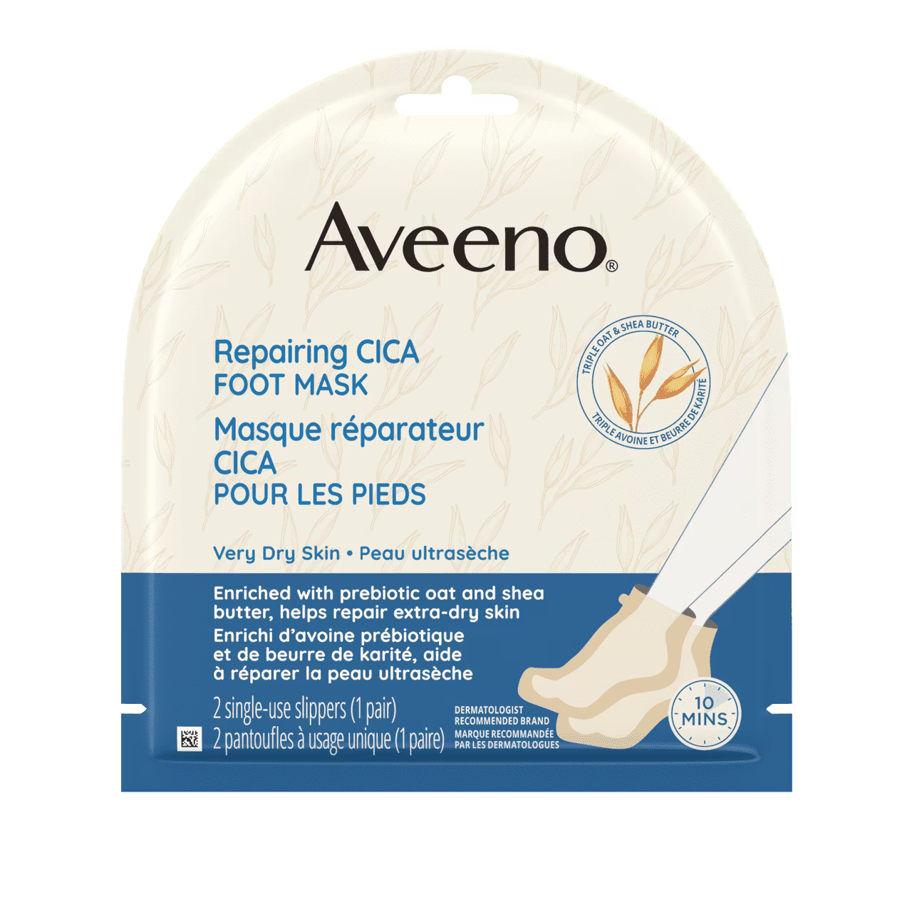 Front Shot of AVEENO® Repairing CICA Foot Mask