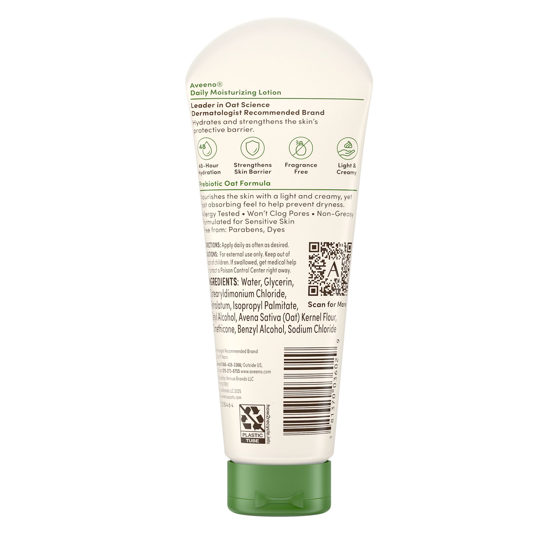 AVE USA US 381370036029 111653428 Daily Moisturizing Lotion 2p5oz 00180 Back Pack shot of Daily Moisturizing Body Lotion with Soothing Oat 2.5oz