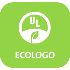 Ecologo logo: Parrot Green background with white text and round icon with "UL" and a leaf inside