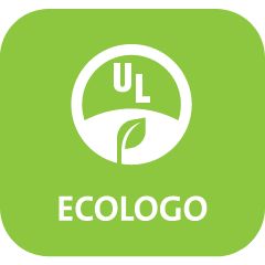 Ecologo logo: Parrot Green background with white text and round icon with "UL" and a leaf inside