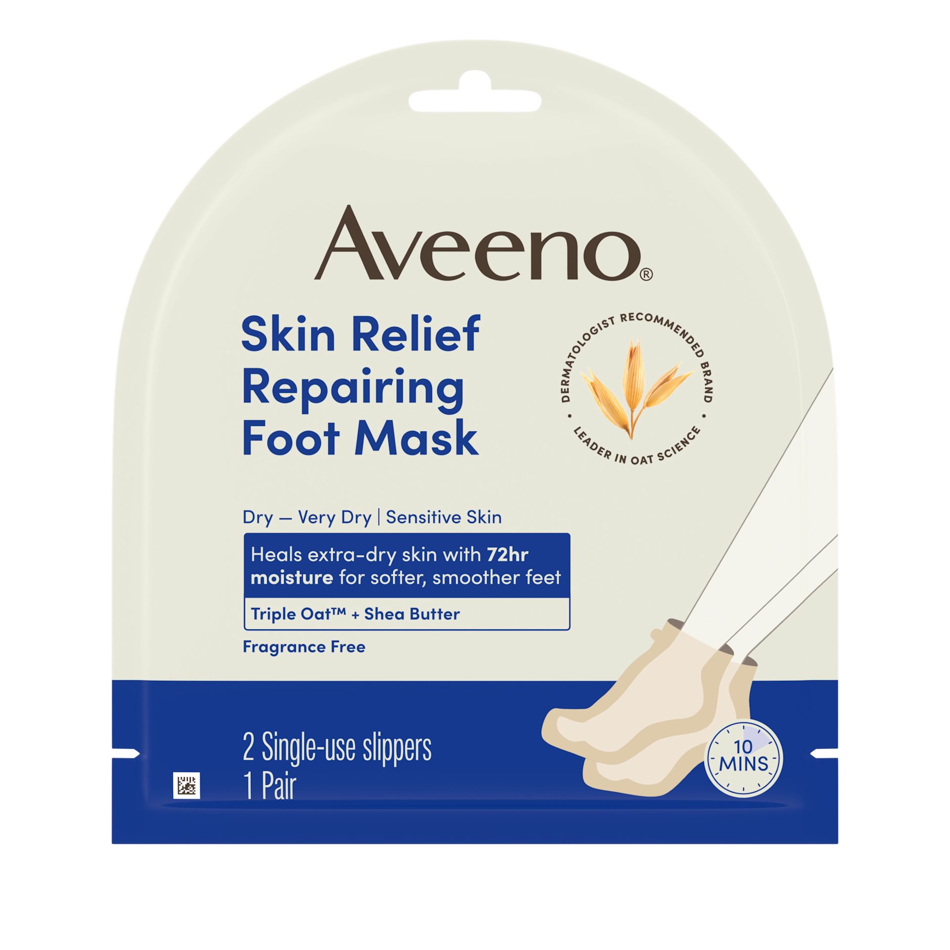 Front Pack Image of Aveeno® Skin Relief Repairing Foot Mask 1 pair
