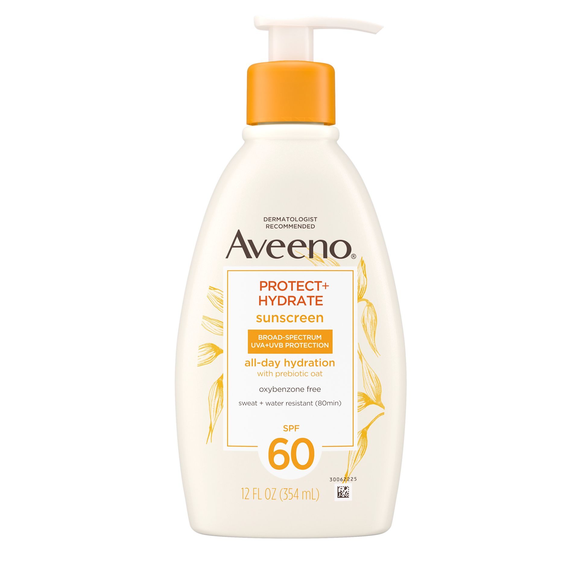 Front Pack shot of Aveeno® Protect + Hydrate Sunscreen Broad Spectrum Body Lotion SPF 60 12oz