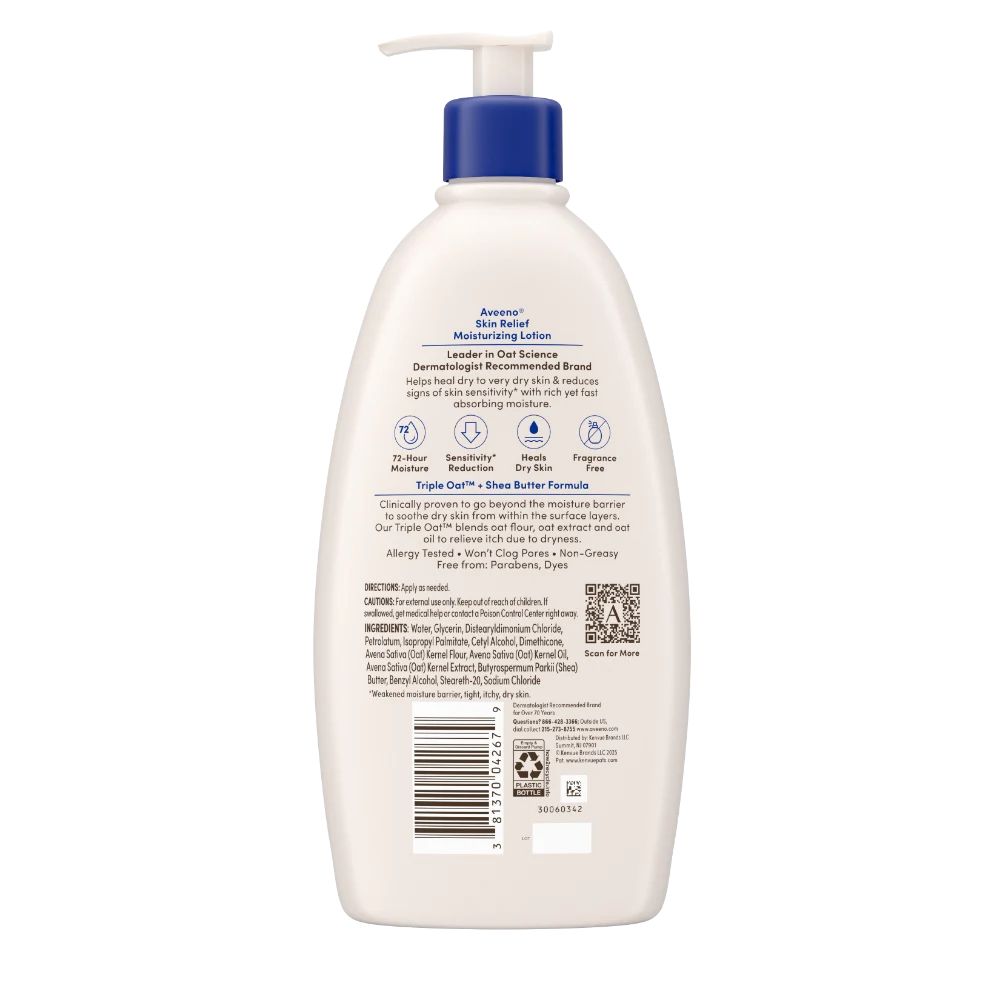 Back pack shot of Aveeno® Skin Relief Moisturizing Lotion for Very Dry Skin