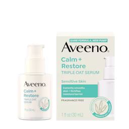 Aveeno® Calm + Restore Triple Oat Serum for Sensitive Skin. Same formula, new pump