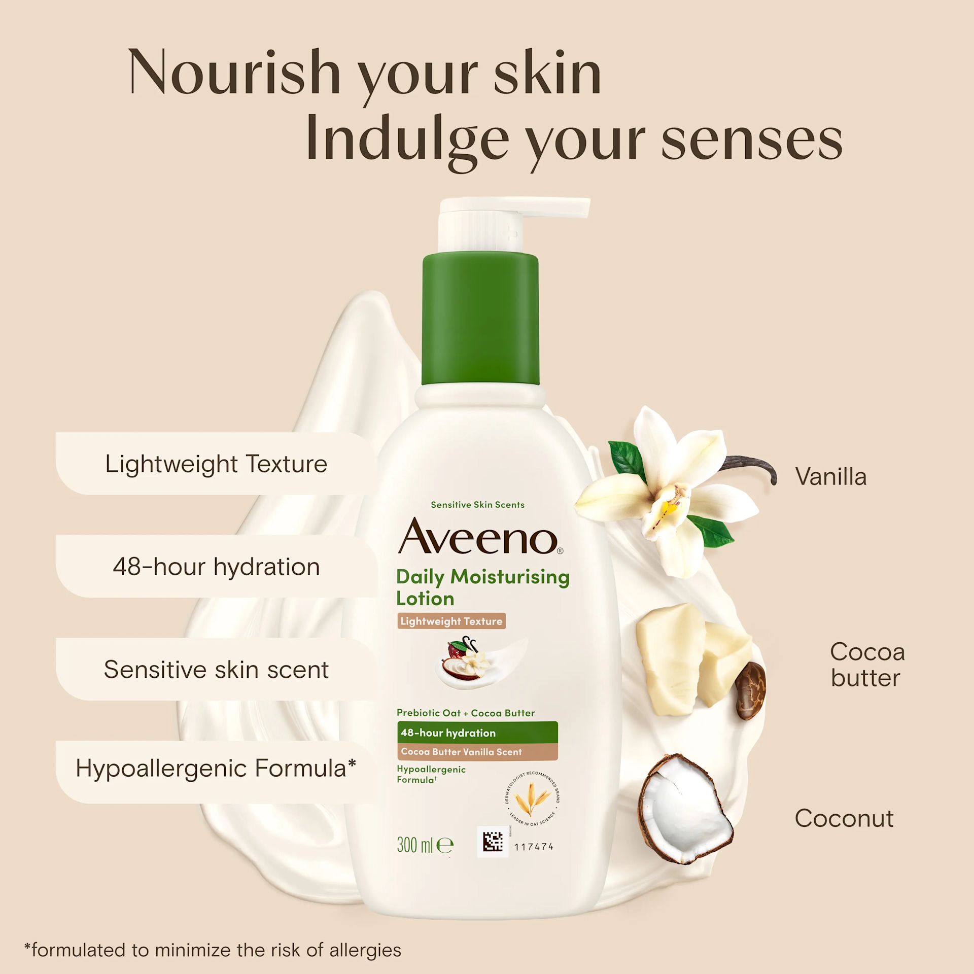 AVE EMEA UK 3574661883748 90855300 812902 DM Comfort Cocoa Vanilla Lotion 300ml SI02