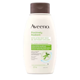 Panneau avant du flacon du gel nettoyant exfoliant AVEENO® Positively Radiant