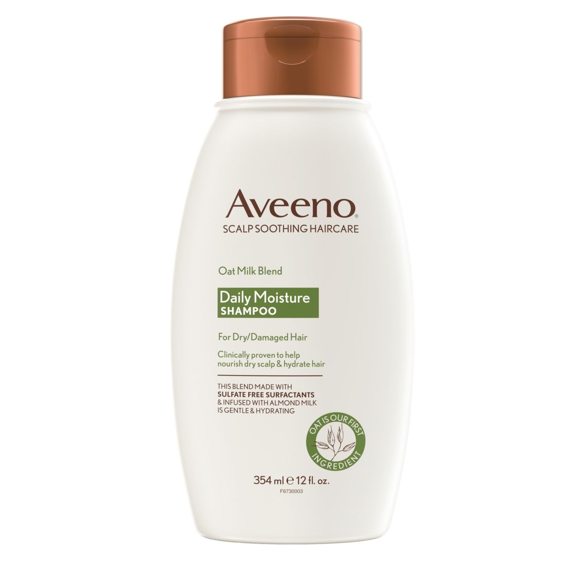 Pack shot of Aveeno® Oat Milk Blend Daily Moisture Shampoo for Dry/Damaged Hair, 12 fl oz