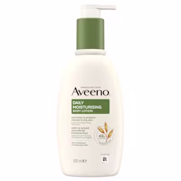Aveeno® Daily Moisturising Nawilżający Balsam do Ciała front Aveeno® Daily Moisturizing Nawilżający Balsam do Ciała, bezzapachowy - z kojącym owsem, delikatnie oczyszcza, odżywia skórę normalną i suchą
