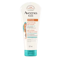 The front shot of AVEENO® Kids Sensitive Skin Face & Body Gel Cream, squeeze tube, 227mL
