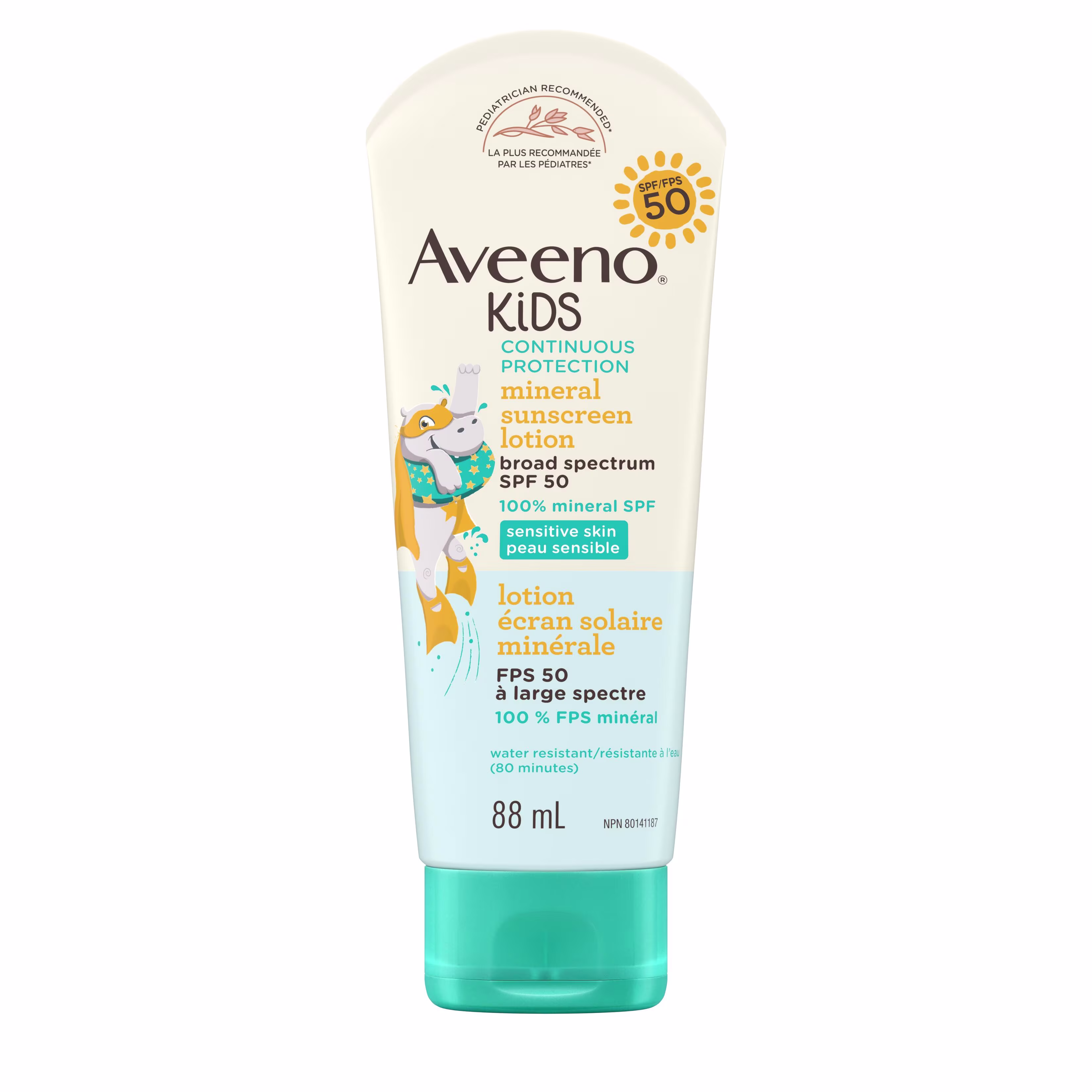 Aveeno Kids Continuous Protection Lotion Sunscreen with Broad Spectrum SPF 50, 88 mL