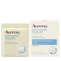 Pack shot of Aveeno® Soothing Bath Treatment For Itchy, Dry Skin 100% Colloidal Oatmeal, 1.5 oz