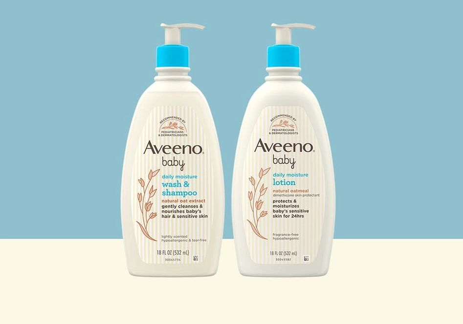 Aveeno® Baby Daily Moisture one bottle of Lotion and another bottle of Wash & Shampoo