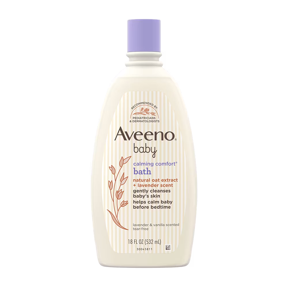 Front pack shot of Aveeno®  Baby Calming Comfort® Bath